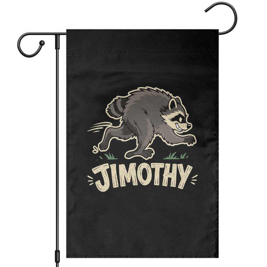 Funny Running Jimothy the Raccoon Garden Flag Viral Seattle Trash Panda Meme TS02 Black Print Your Wear