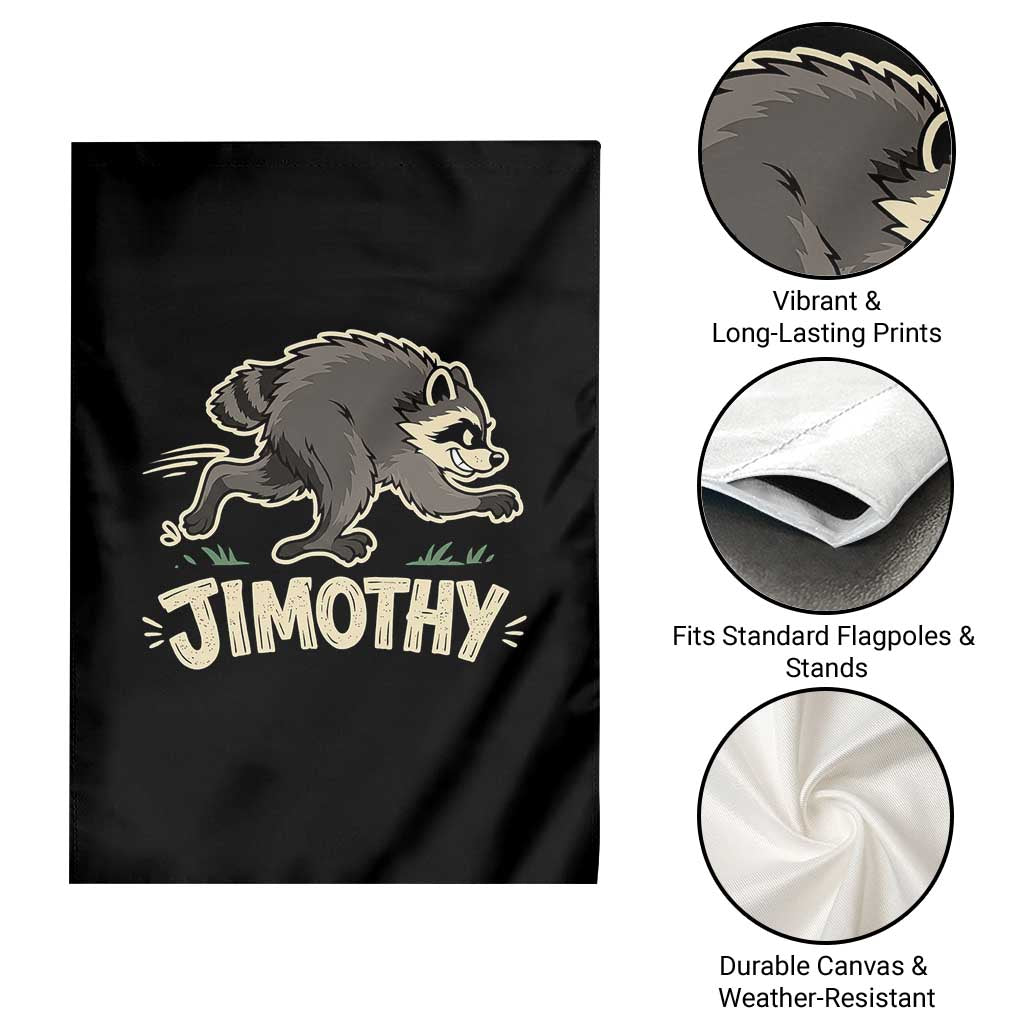 Funny Running Jimothy the Raccoon Garden Flag Viral Seattle Trash Panda Meme TS02 Print Your Wear