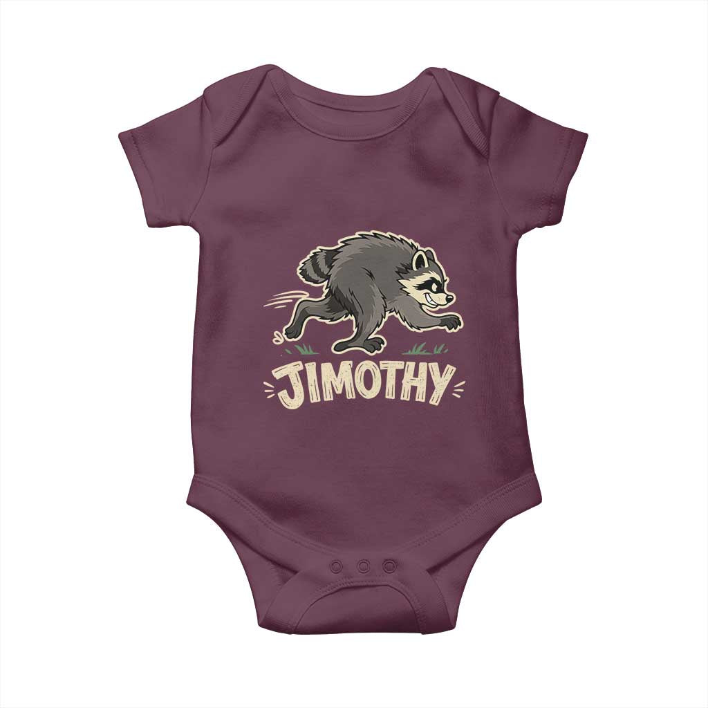 Funny Running Jimothy the Raccoon Baby Onesie Viral Seattle Trash Panda Meme TS02 Maroon Print Your Wear