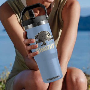 Funny Running Jimothy the Raccoon Flip Straw Tumbler Viral Seattle Trash Panda Meme TS02 One Size: 30 oz Light Blue Print Your Wear