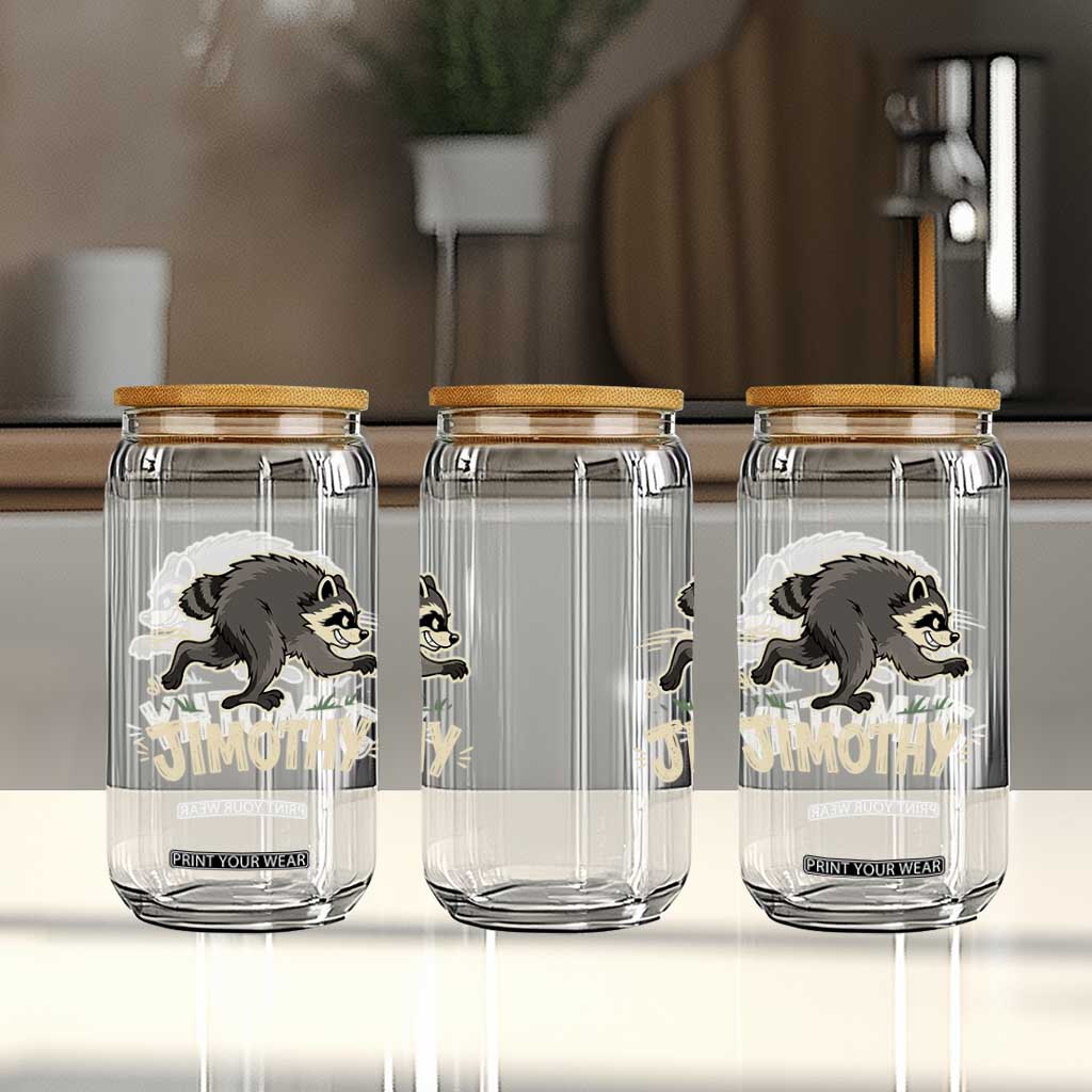 Funny Running Jimothy the Raccoon Glass Can Viral Seattle Trash Panda Meme TS02 Print Your Wear