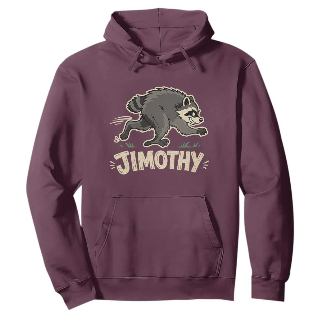 Funny Running Jimothy the Raccoon Hoodie Viral Seattle Trash Panda Meme TS02 Maroon Print Your Wear