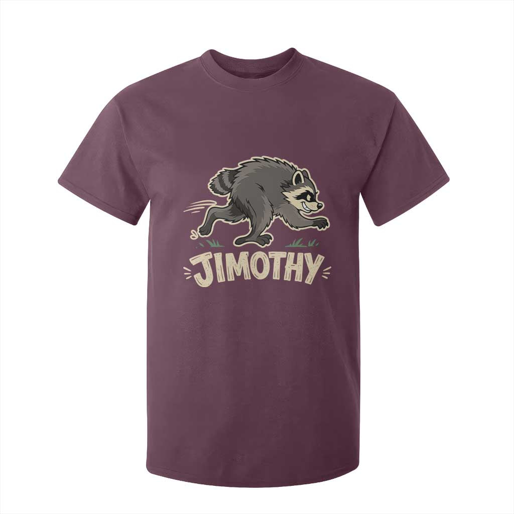 Funny Running Jimothy the Raccoon T Shirt For Kid Viral Seattle Trash Panda Meme TS02 Maroon Print Your Wear