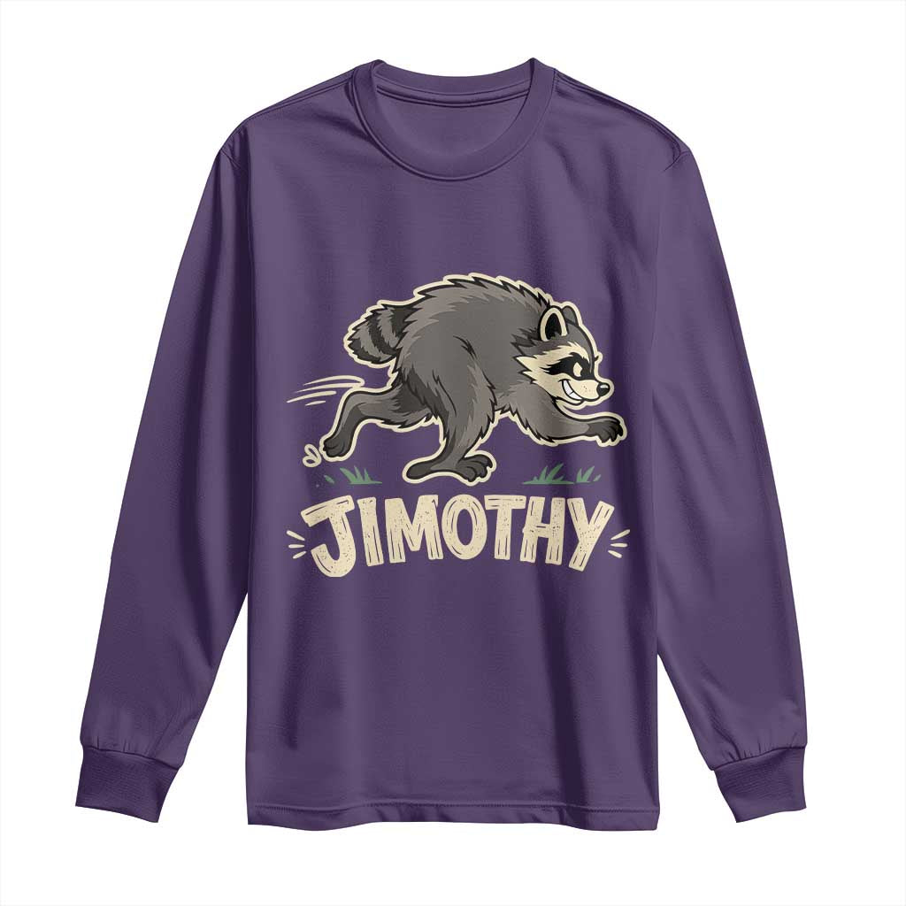 Funny Running Jimothy the Raccoon Long Sleeve Shirt Viral Seattle Trash Panda Meme TS02 Purple Print Your Wear