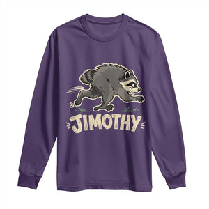 Funny Running Jimothy the Raccoon Long Sleeve Shirt Viral Seattle Trash Panda Meme TS02 Purple Print Your Wear