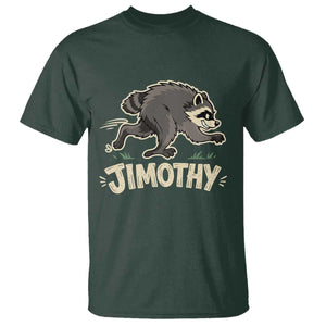 Funny Running Jimothy the Raccoon T Shirt Viral Seattle Trash Panda Meme TS02 Dark Forest Green Print Your Wear