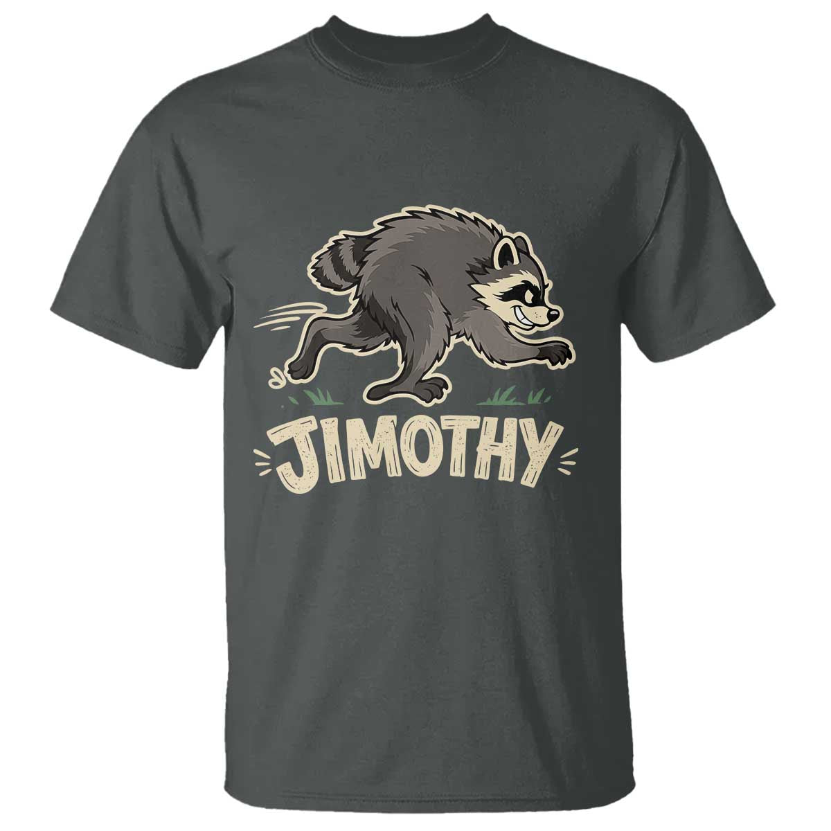 Funny Running Jimothy the Raccoon T Shirt Viral Seattle Trash Panda Meme TS02 Dark Heather Print Your Wear