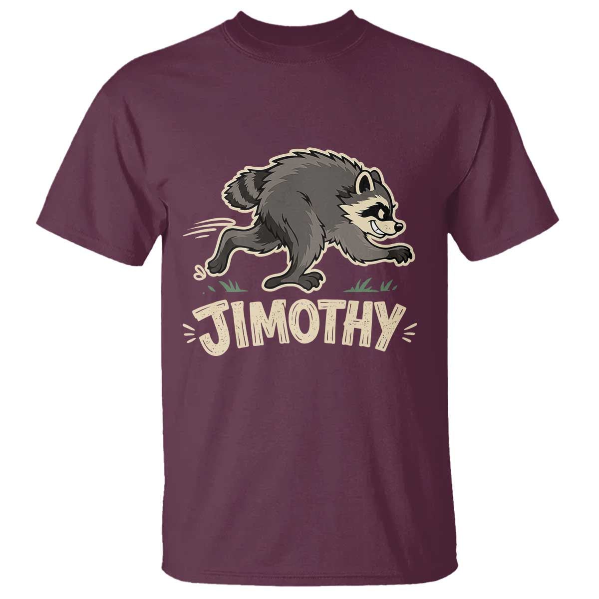 Funny Running Jimothy the Raccoon T Shirt Viral Seattle Trash Panda Meme TS02 Maroon Print Your Wear