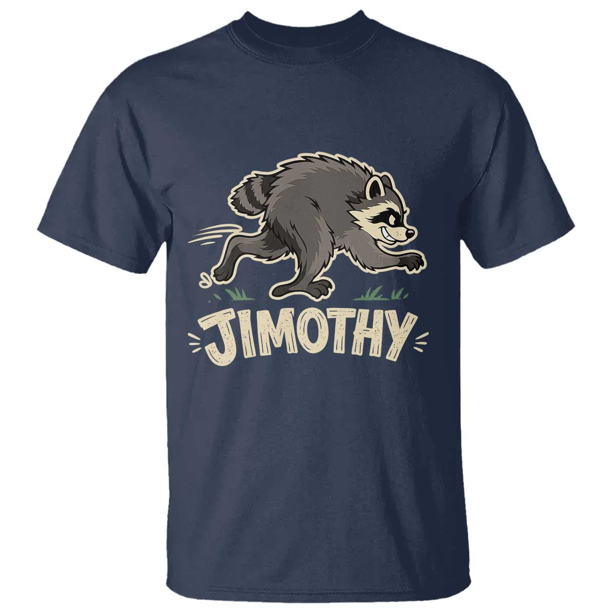 Funny Running Jimothy the Raccoon T Shirt Viral Seattle Trash Panda Meme TS02 Navy Print Your Wear