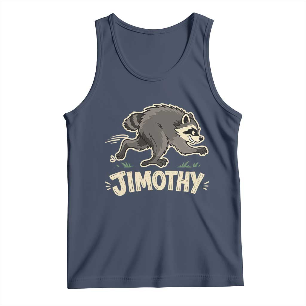 Funny Running Jimothy the Raccoon Tank Top Viral Seattle Trash Panda Meme TS02 Navy Print Your Wear