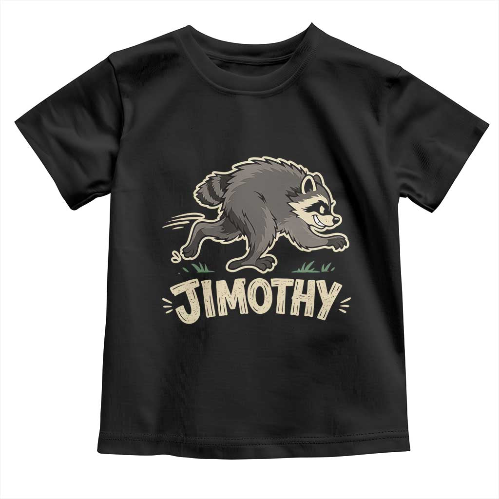 Funny Running Jimothy the Raccoon Toddler T Shirt Viral Seattle Trash Panda Meme TS02 Black Print Your Wear