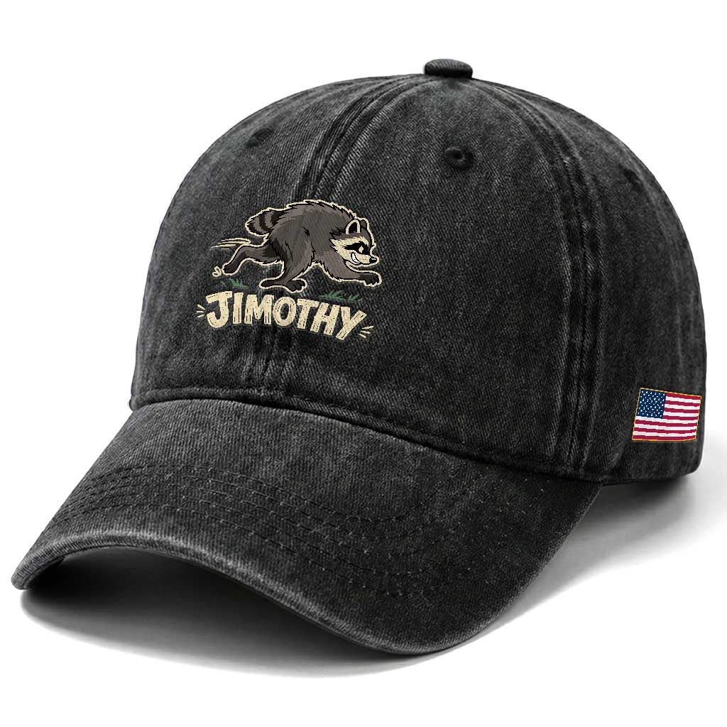Funny Running Jimothy the Raccoon Washed Cotton Baseball Cap Viral Seattle Trash Panda Meme TS02 Print Your Wear