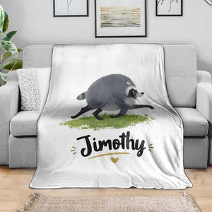 Cute Running Jimothy the Raccoon Throw Blanket Viral Seattle Trash Panda Meme TS02 Print Your Wear