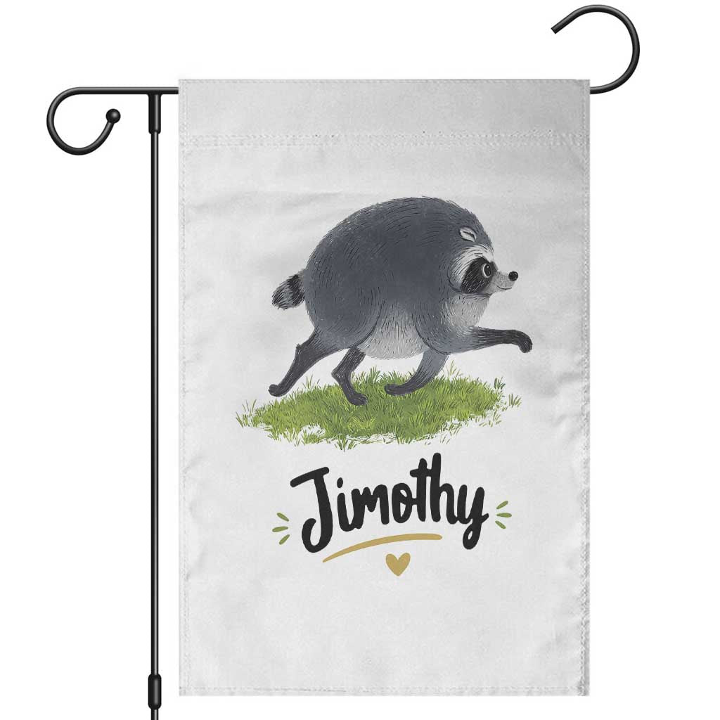 Cute Running Jimothy the Raccoon Garden Flag Viral Seattle Trash Panda Meme TS02 White Print Your Wear