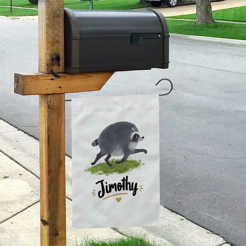 Cute Running Jimothy the Raccoon Garden Flag Viral Seattle Trash Panda Meme TS02 Print Your Wear