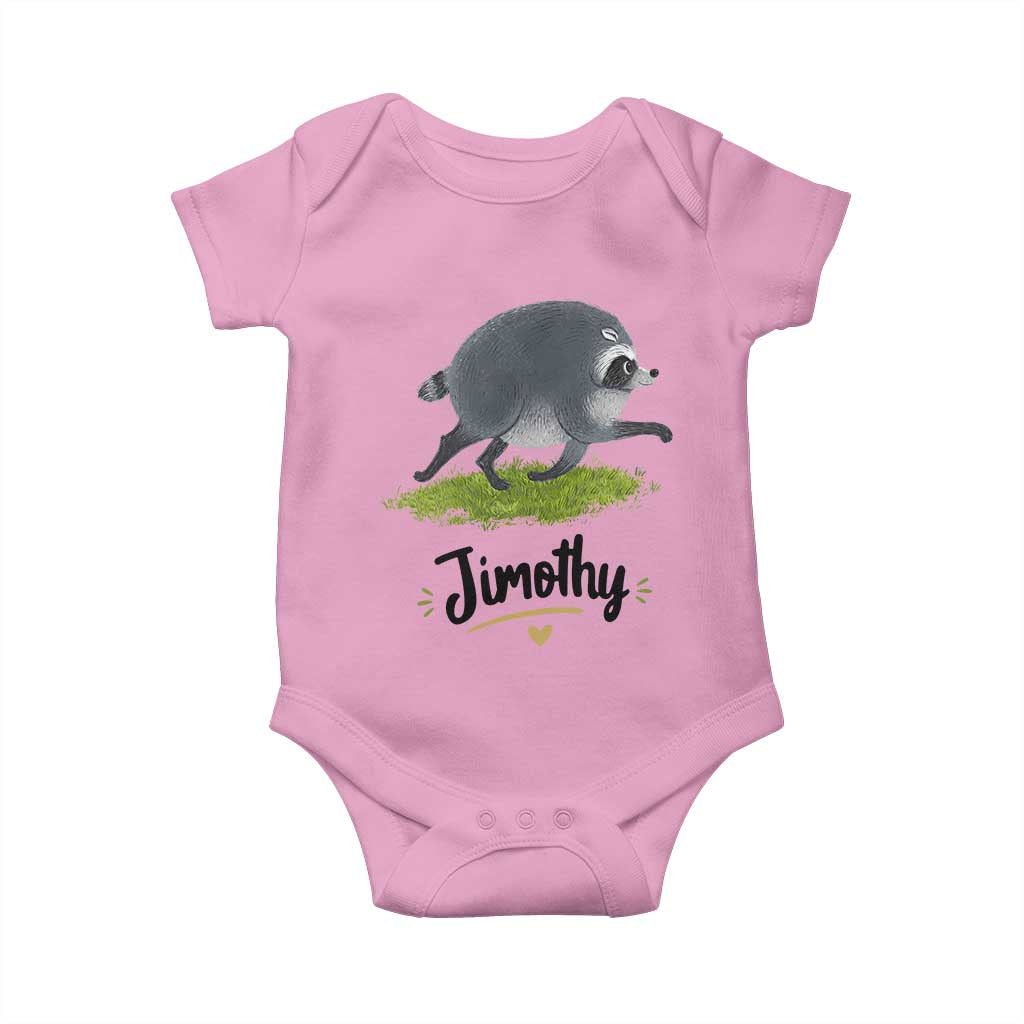 Cute Running Jimothy the Raccoon Baby Onesie Viral Seattle Trash Panda Meme TS02 Light Pink Print Your Wear