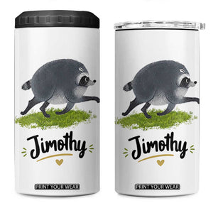 Cute Running Jimothy the Raccoon 4 in 1 Can Cooler Tumbler Viral Seattle Trash Panda Meme TS02 One Size: 16 oz White Print Your Wear