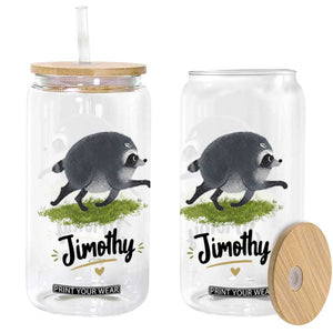 Cute Running Jimothy the Raccoon Glass Can Viral Seattle Trash Panda Meme TS02 Print Your Wear