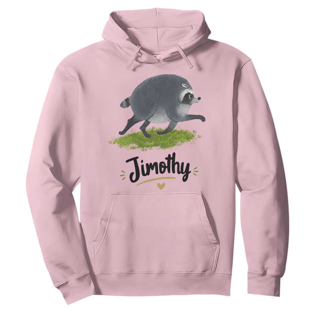 Cute Running Jimothy the Raccoon Hoodie Viral Seattle Trash Panda Meme TS02 Light Pink Print Your Wear