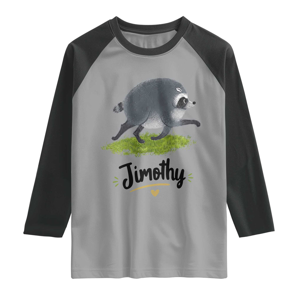 Cute Running Jimothy the Raccoon Raglan Shirt Viral Seattle Trash Panda Meme TS02 Sport Gray Black Print Your Wear