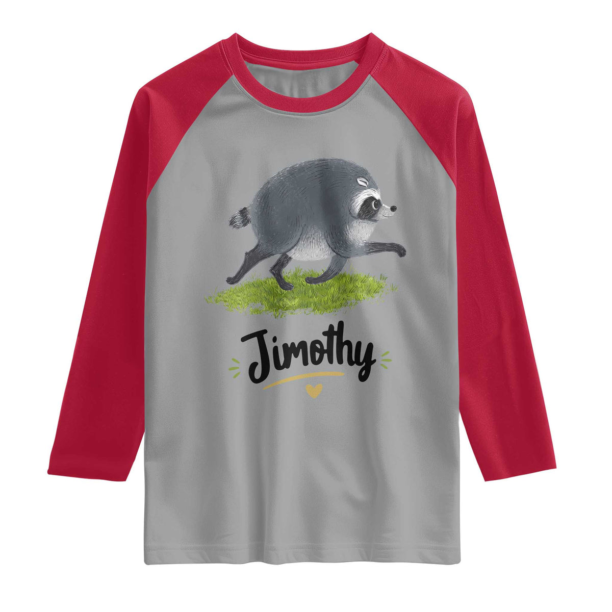Cute Running Jimothy the Raccoon Raglan Shirt Viral Seattle Trash Panda Meme TS02 Sport Gray Red Print Your Wear