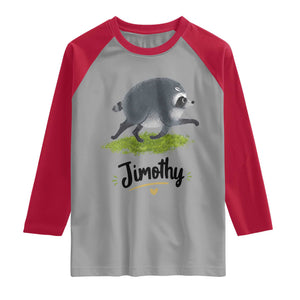 Cute Running Jimothy the Raccoon Raglan Shirt Viral Seattle Trash Panda Meme TS02 Sport Gray Red Print Your Wear