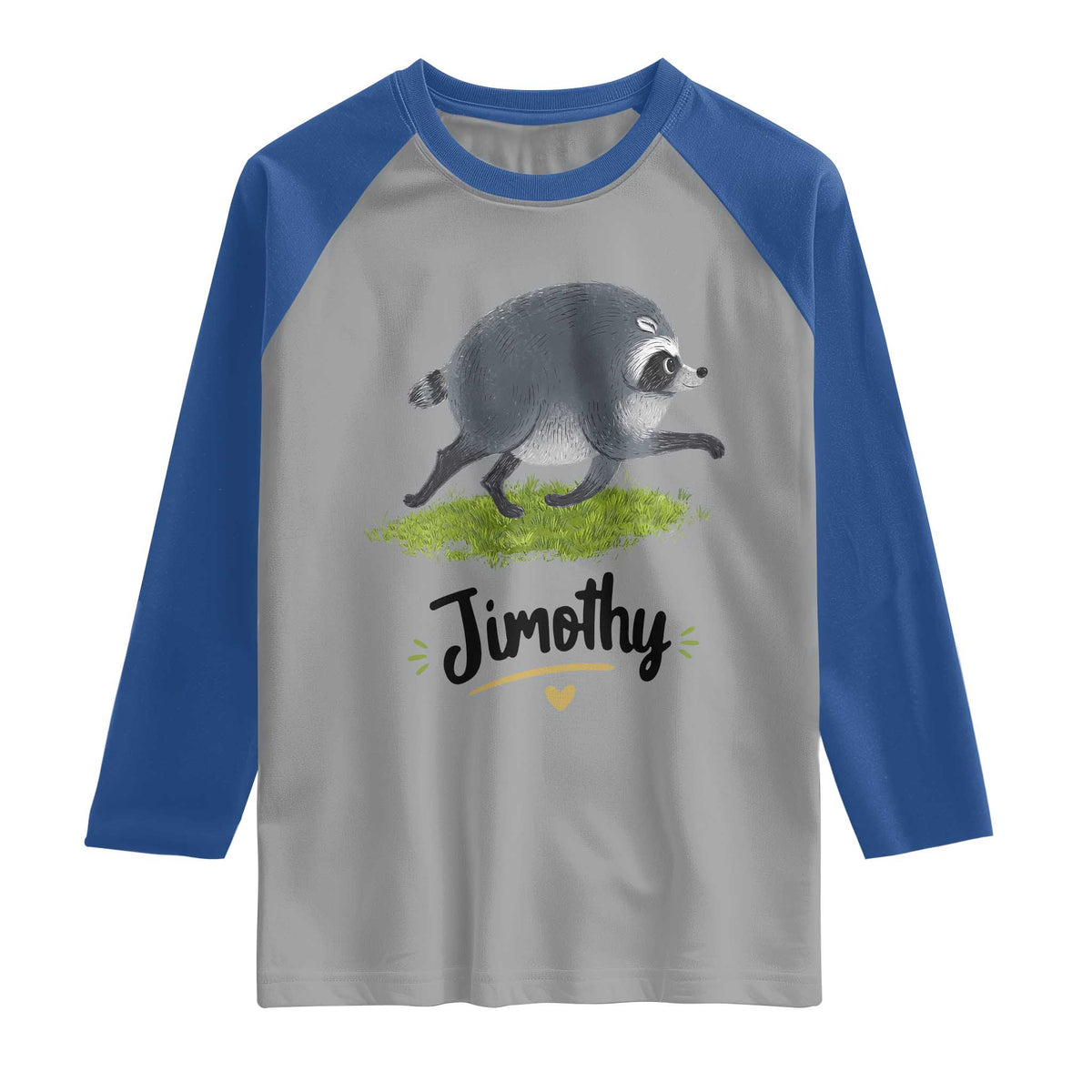 Cute Running Jimothy the Raccoon Raglan Shirt Viral Seattle Trash Panda Meme TS02 Sport Gray Royal Print Your Wear