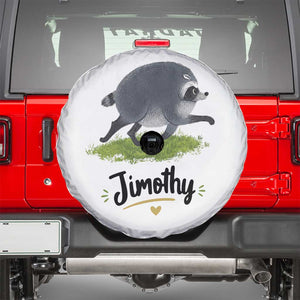 Cute Running Jimothy the Raccoon Spare Tire Cover Viral Seattle Trash Panda Meme TS02 White Print Your Wear