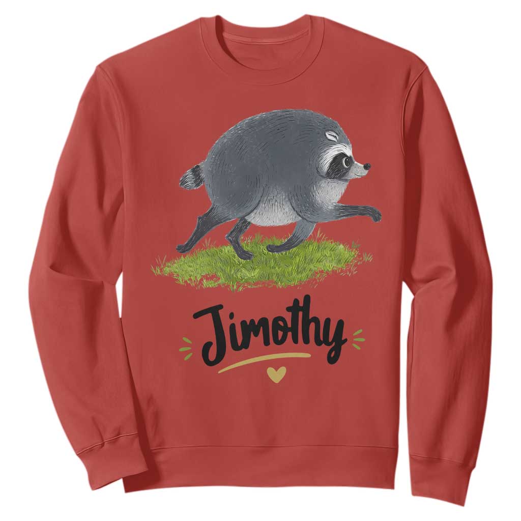 Cute Running Jimothy the Raccoon Sweatshirt Viral Seattle Trash Panda Meme TS02 Red Print Your Wear