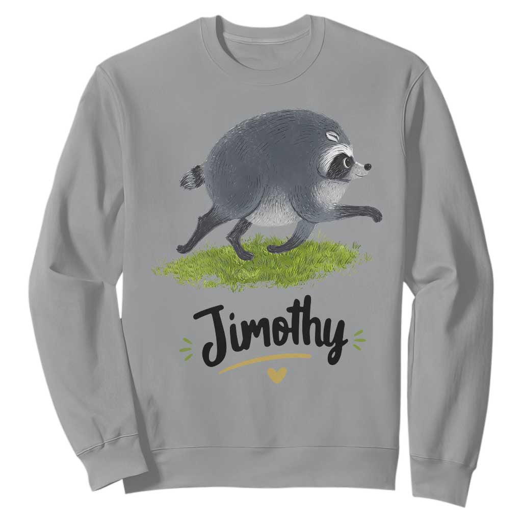 Cute Running Jimothy the Raccoon Sweatshirt Viral Seattle Trash Panda Meme TS02 Sport Gray Print Your Wear