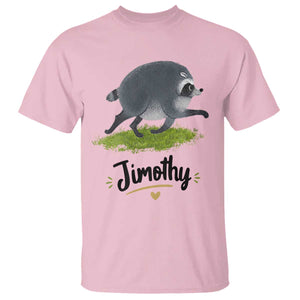Cute Running Jimothy the Raccoon T Shirt Viral Seattle Trash Panda Meme TS02 Light Pink Print Your Wear