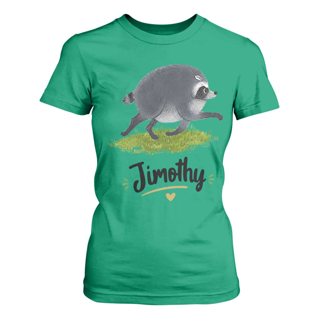 Cute Running Jimothy the Raccoon T Shirt For Women Viral Seattle Trash Panda Meme TS02 Irish Green Print Your Wear