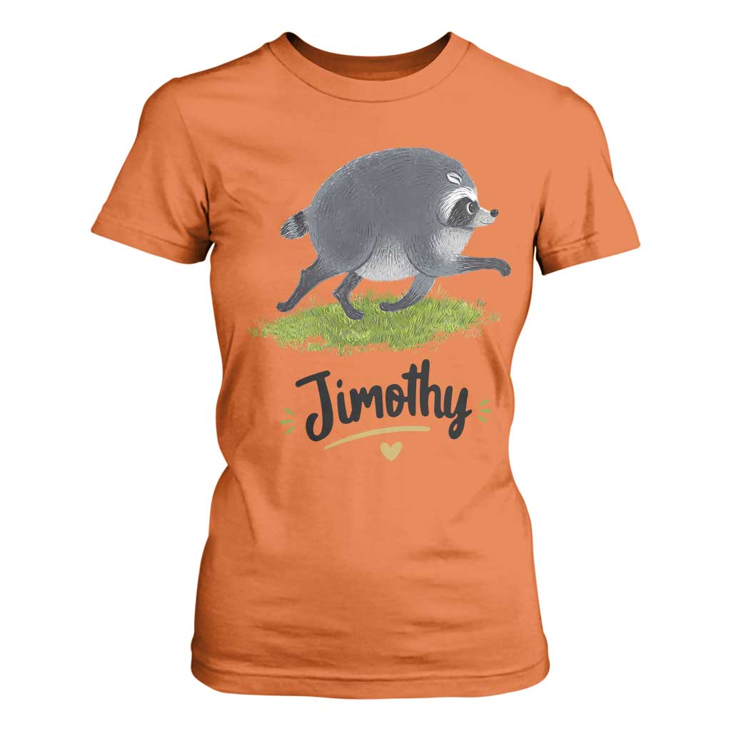 Cute Running Jimothy the Raccoon T Shirt For Women Viral Seattle Trash Panda Meme TS02 Orange Print Your Wear