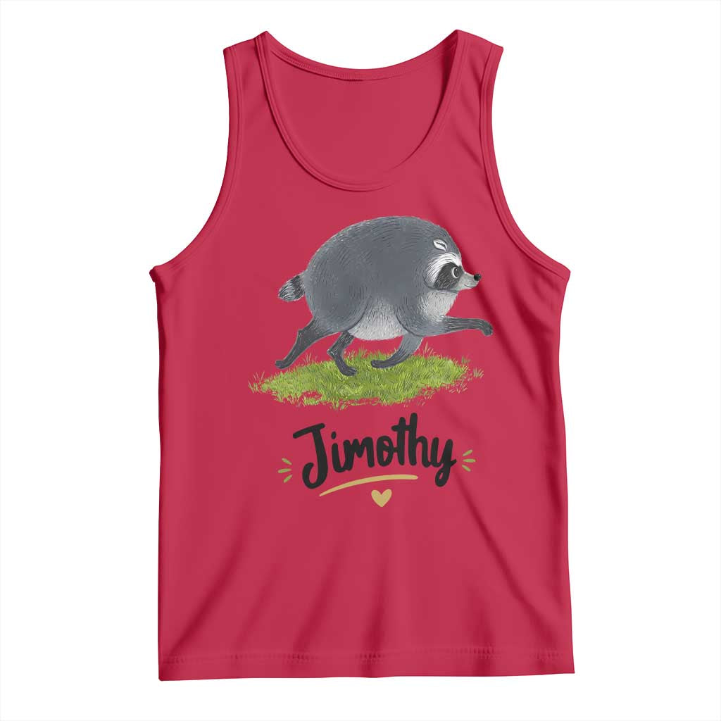 Cute Running Jimothy the Raccoon Tank Top Viral Seattle Trash Panda Meme TS02 Red Print Your Wear