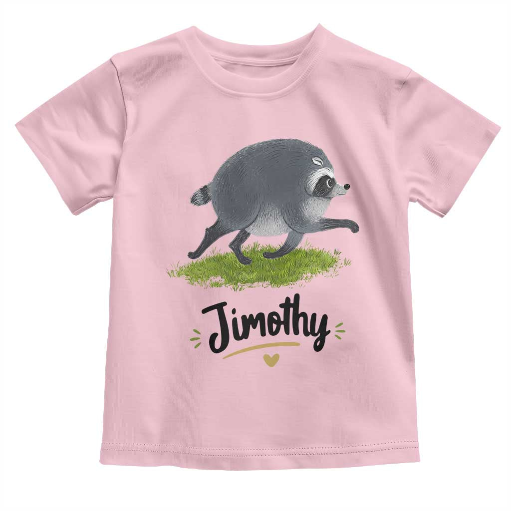 Cute Running Jimothy the Raccoon Toddler T Shirt Viral Seattle Trash Panda Meme TS02 Light Pink Print Your Wear