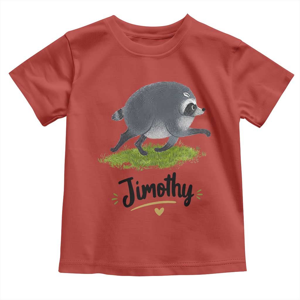 Cute Running Jimothy the Raccoon Toddler T Shirt Viral Seattle Trash Panda Meme TS02 Red Print Your Wear