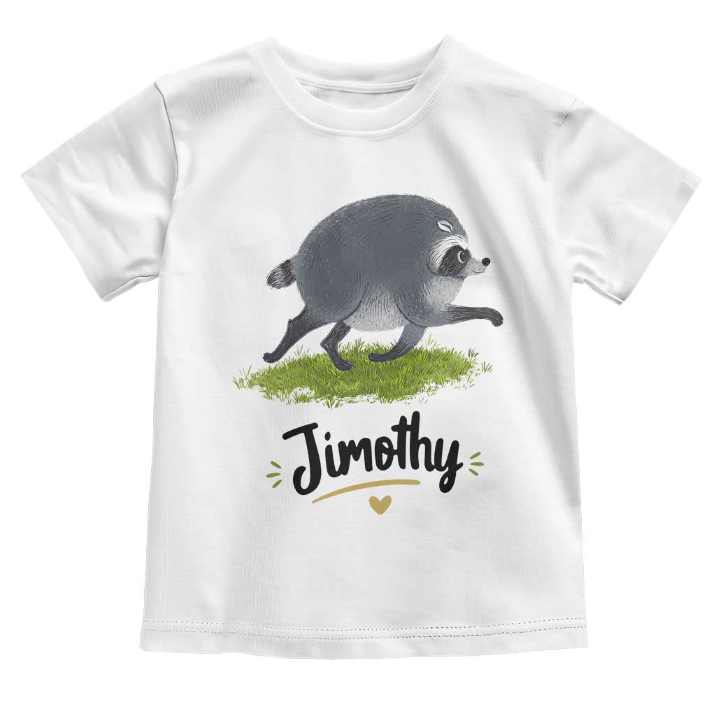 Cute Running Jimothy the Raccoon Toddler T Shirt Viral Seattle Trash Panda Meme TS02 White Print Your Wear