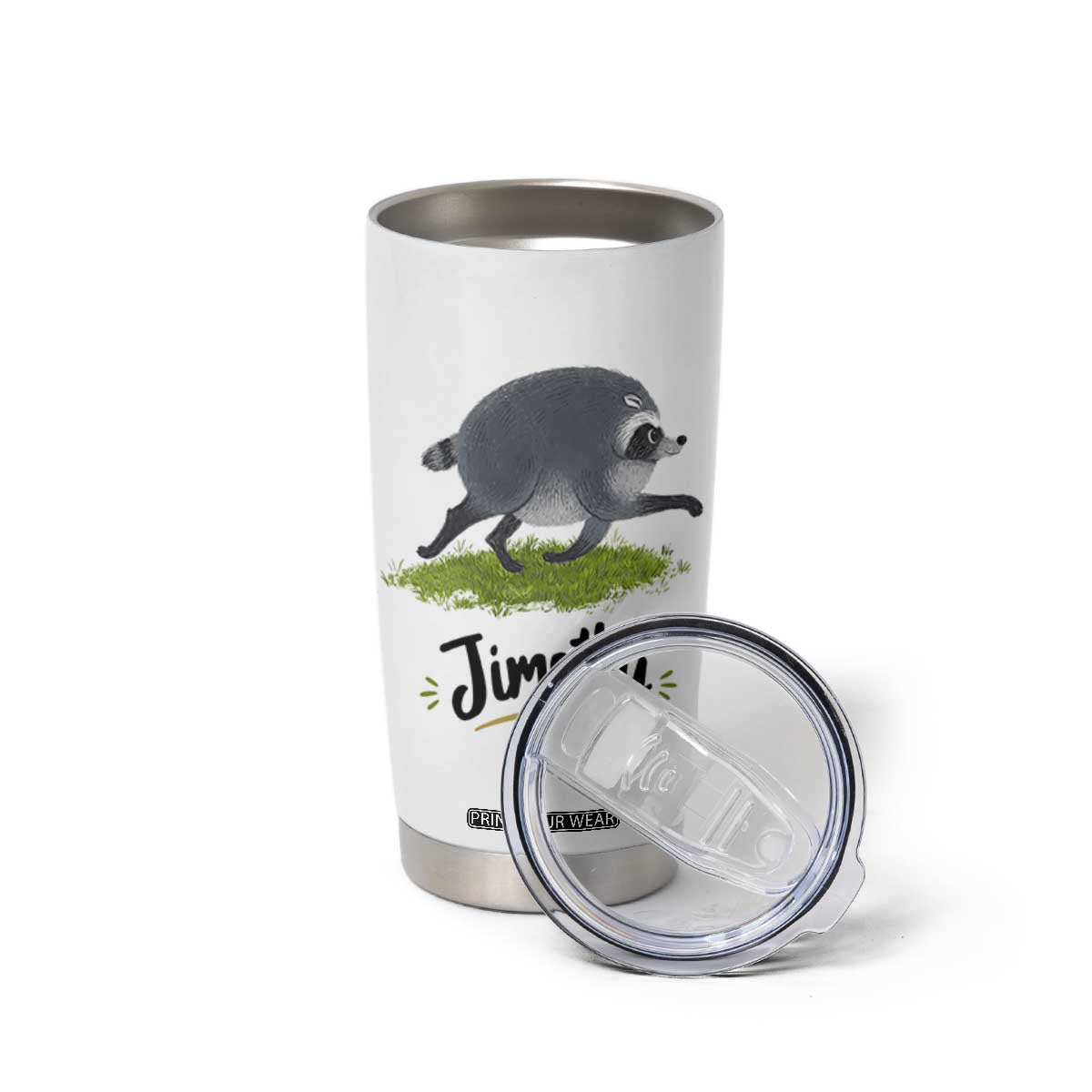 Cute Running Jimothy the Raccoon Tumbler Cup Viral Seattle Trash Panda Meme TS02 Print Your Wear