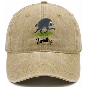 Cute Running Jimothy the Raccoon Washed Cotton Baseball Cap Viral Seattle Trash Panda Meme TS02 Print Your Wear