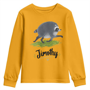 Cute Running Jimothy the Raccoon Youth Sweatshirt Viral Seattle Trash Panda Meme TS02 Gold Print Your Wear