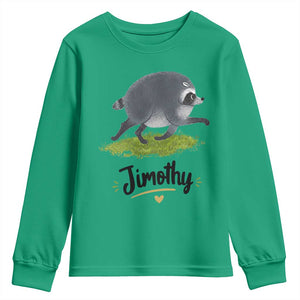 Cute Running Jimothy the Raccoon Youth Sweatshirt Viral Seattle Trash Panda Meme TS02 Irish Green Print Your Wear