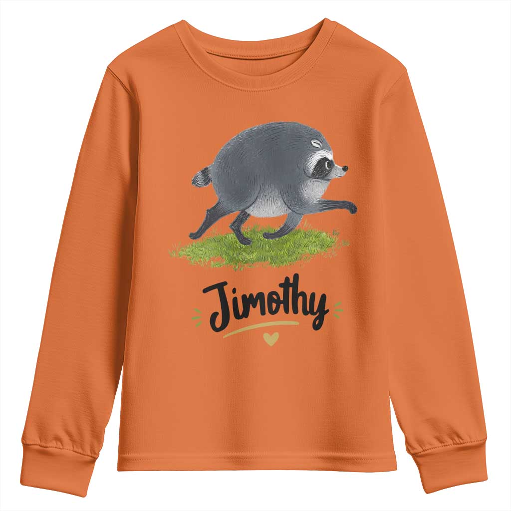 Cute Running Jimothy the Raccoon Youth Sweatshirt Viral Seattle Trash Panda Meme TS02 Orange Print Your Wear
