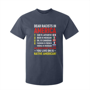Dear Racists In America Land You Live On Is Native American T Shirt For Kid Anti Racism Social Justice TS02 Navy Print Your Wear