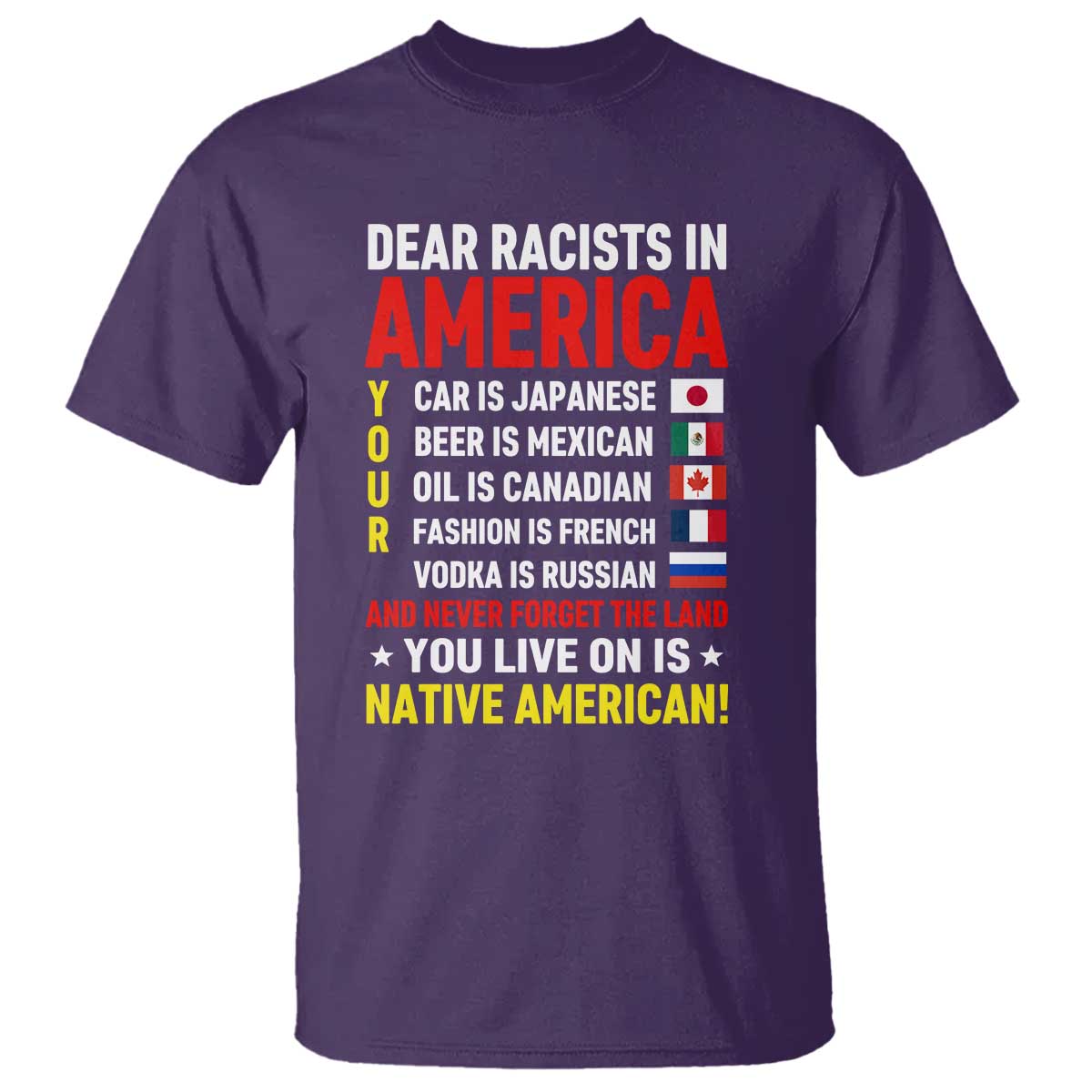 Dear Racists In America Land You Live On Is Native American T Shirt Anti Racism Social Justice TS02 Purple Print Your Wear