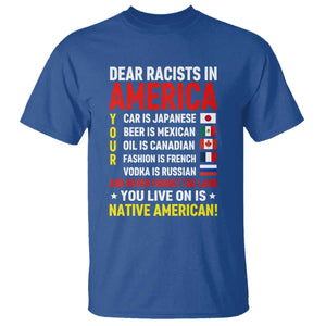 Dear Racists In America Land You Live On Is Native American T Shirt Anti Racism Social Justice TS02 Royal Blue Print Your Wear