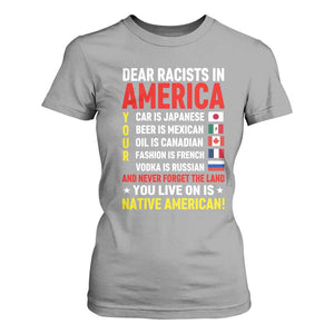 Dear Racists In America Land You Live On Is Native American T Shirt For Women Anti Racism Social Justice TS02 Sport Gray Print Your Wear