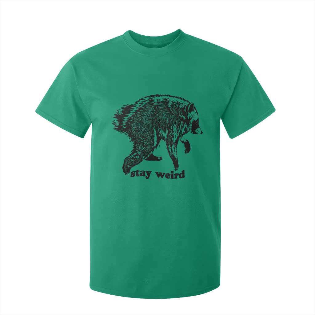 Stay Weird Jimothy the Raccoon Vintage Woodcut Style Graphic T Shirt For Kid Funny Seattle Trash Panda Meme