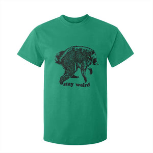 Stay Weird Jimothy the Raccoon Vintage Woodcut Style Graphic T Shirt For Kid Funny Seattle Trash Panda Meme