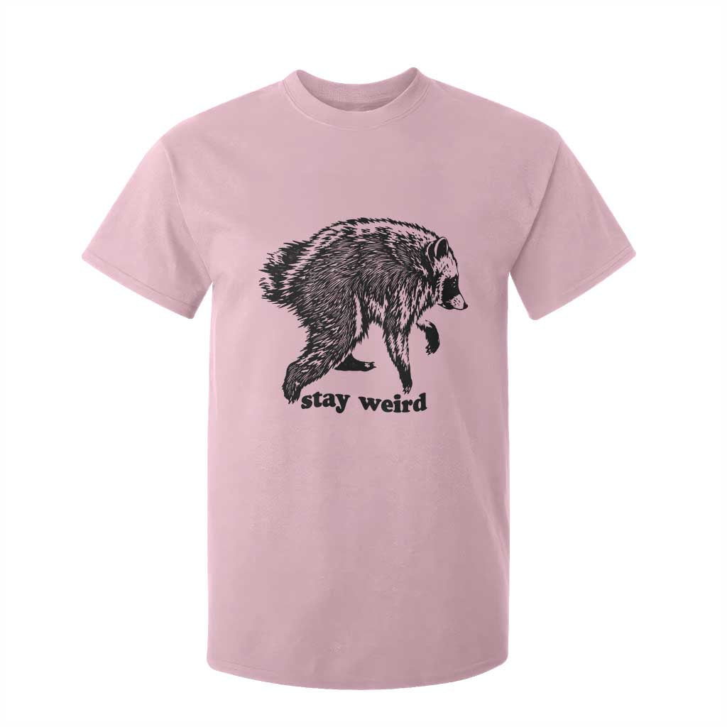 Stay Weird Jimothy the Raccoon Vintage Woodcut Style Graphic T Shirt For Kid Funny Seattle Trash Panda Meme