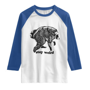 Stay Weird Jimothy the Raccoon Vintage Woodcut Style Graphic Raglan Shirt Funny Seattle Trash Panda Meme